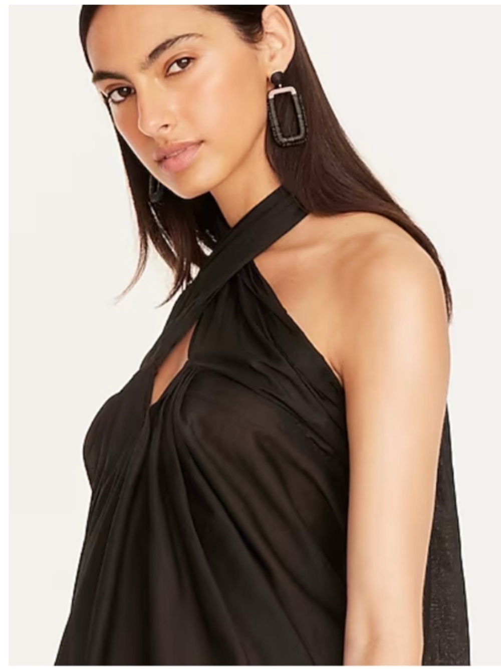 J Crew Convertible Beach Sarong Cover-Up Wrap Midi Skirt Black Halter Dress - Picture 3 of 9